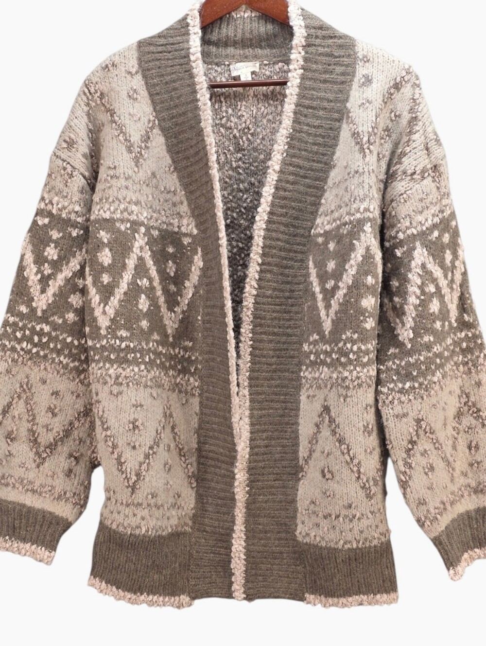 Hem & Thread Winx Mocha Geometric Oversized Cardigan Sweater Small NWT